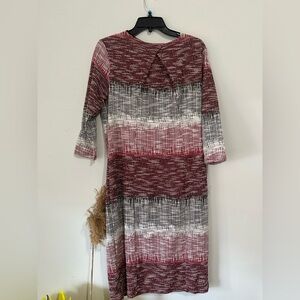New York & Company Red and Gray Long Sleeve Dress
